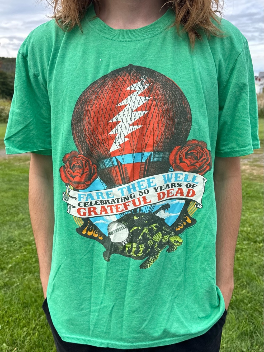 Vintage-Style 2015 Grateful Dead Fare Thee Well 50th Anniversary Green T-Shirt -